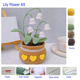 Flower Crochet Knitting Kit Tulip Sunflower Daisy Lily Floral Wool Yarn Thread Cord Crochet Material Kit Beginner Starter Set