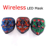 Cifeeo-Halloween Custom Wireless Halloween Neon LED Purge Mask Masque Masquerade Party Masks Light Grow in the Dark Horror Mask Glowing Masker