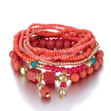 Cifeeo-Christmas Gift New Year's Eve Gift 8Pcs Boho Colorful Rice Beads Bracelet Set For Women Summer Elastic  Beaded Chain Bangle Girls Fashion Jewelry Accessories