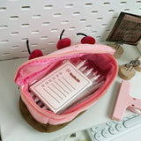 Cifeeo-Back To School Gifts Plush Cherry Cake Pencil Case Estuches Escolares Pencil Pouch Large Capacity Kalemlik Trousse School Supplies Pencilcase