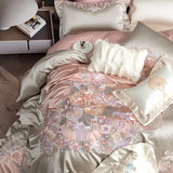 Cifeeo-4/6/9Pcs  Gorgeous Flowers Embroidery European Palace Style Bedding Set Brocade Egyptian Cotton Duvet Cover Bed Sheet Pillowcase