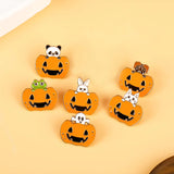 Cifeeo-Halloween Jewelry Orange Pumpkin Enamel Pin Cartoon Animal Cat Bat Rabbit Frog Panda Funny Lapel Pins Halloween All Saints' Day Corsage Jewelry