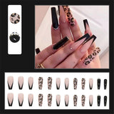 Black Friday  Cifeeo  Blue Starry Sky French Tips Long Ballerina Nails Set Press On French Coffin Fake Nail Tips With Designs DIY Wearable False Nails