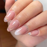 Cifeeo 24Pcs Detachable Almond False Nails French Fake Nails Full Nail Art Tips Press On Nails