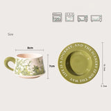 CIFEEO-Ceramic Mugs Retro American Hand-painted Coffee Cups Green Bell Orchid Cup and Saucer Kitchen Plates Drinking Afternoon Tea Mug