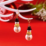 Cifeeo-Christmas gifts Fashion Christmas Snowman Imitation Pearl Drop Earrings for Women Shiny Rhinestone Snowflake Dangle Earring New Year Jewelry