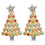 Cifeeo-Christmas gifts Luxury Colorful Rhinestone Christmas Tree Dangle Earring for Women Exquisite Zircon Pearl Bowknot Xmas Elk Earring Party Jewelry