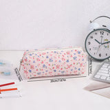 Cifeeo-Back To School Gifts Retro Flowers Pencil Case Estuche Escolar Pencil Pouch Corduroy Cute Stationery Large Capacity School Supplies Pencil Case Girls