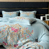 Cifeeo-Luxury Exquisite Flowers Embroidery Bedding Set Queen King Duvet Cover Set Flat/Fitted Bed Sheet Pillowcases Wedding Bed Set