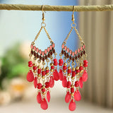 Cifeeo-Christmas Gift New Year's Eve Gift Bohemian Water Drop Tassel Earrings For Women Colorful Beads Dangle Ethnic Style Earring Female Fashion Jewelry