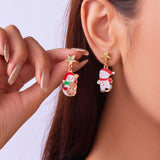 Cifeeo-Christmas gifts Christmas Asymmetrical Dangle Earrings For Women Santa Claus Christmas Tree Snowman Angel Zircon Pendant Earring Xmas Jewelry