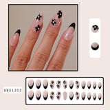 Cifeeo 24Pcs Long Coffin False Nails with Glue Wearable Brown Fake Nails with   Rhinestones Ballet Press on Nails Full Cover Nail Tips