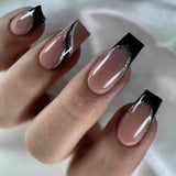 Cifeeo Detachable Manicure Wearable Nail Art Press On Nails purple Glitter French False Nails Long Coffin Fake Nails Full Cover Tips