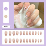 Cifeeo 24Pcs/Set Full Cover False Nail Tips Shining Fashion Medium Length Silvery Fake Nails With Glue Nail Art Europen Manicure Tips