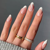 Cifeeo 24Pcs Detachable Almond False Nails French Fake Nails Full Nail Art Tips Press On Nails