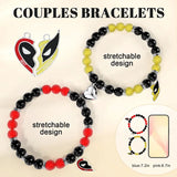 Cifeeo-Halloween Custom 1 Pair Deadpool Wolverine Bracelets Best Friends Heart Pendant Stone Beaded Bracelet Friendship Jewelry Couples Bracelet