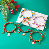 Cifeeo-Christmas gifts Merry Christmas Multicolor Beads Bracelet For Women Handmade Santa Claus Snowman Crutch Pendant Bracelets Girls Party Jewelry