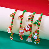 Cifeeo-Christmas gifts Christmas Multicolor Rice Beads Beaded Bracelet For Women Santa Claus Xmas Tree Snowman Crutch Wreath Pendant Bracelets Jewelry