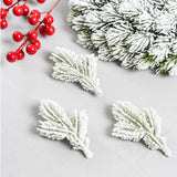 20/10 Pcs Artificial Flocking Pine Needles Branches Fake Tree Branches DIY Leaves for Christmas Wreaths Party Holiday Decor