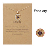 Cifeeo-Christmas Gift New Year's Eve Gift Fashion Moon Star Necklaces For Women 12 Months Crystal Birthstone Pendant Chain Men Trendy Birthday Party Jewelry Gift