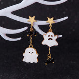 Cifeeo-Halloween Jewelry Black Color Cat Design Drop Earrings For Women Girls Cartoon Animal Bat Ghost Spider Web Tassel Dangle Earring Party Jewelry