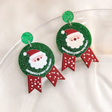 Cifeeo-Christmas Gift idea Silver Needle Holiday Earrings for Women Christmas Acrylic Earrings Double Side Design Christmas Tree Gingerbread Decoration