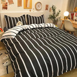 Cifeeo-Nordic Pink Black Checkerboard Duvet Cover Set with Pillowcase Bed Sheet Kid Girls Bedding Sets Full Queen Twin Kawaii No Filler