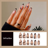 Cifeeo New Rainbow Color French Tips Fashion Almond Fake Nails With Designs Wearable False Nails Press On Nails DIY Manicure Patches