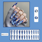 Cifeeo 24Pcs Long Coffin False Nails with Glue Wearable Brown Fake Nails with   Rhinestones Ballet Press on Nails Full Cover Nail Tips