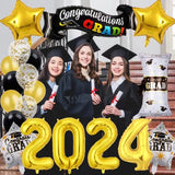 CIFEEO- 2024 Graduation Season Theme Party Balloon Background Wall Decoration Certificate Digital Five pointed Star Set