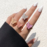 Cifeeo-Christmas Gift New Year's Eve Gift Bohemia Geometric Colorful Enamel Kunckle Ring Set For Women Butterfly Heart Sign Finger Ring Female Daily Jewelry