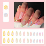 Cifeeo  Fashion Almond False Nails Set Press On Colorful French Tips Full Cover Nails Tips DIY Manicure Wearable Fake Nails With Designs