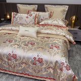 Cifeeo-Satin Jacquard Egyptian Cotton Bedding Set, Silky Duvet Cover, Bed Sheet, Pillowcases, Luxury European Style, 4 Pcs, 6Pcs