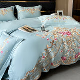 Cifeeo-Luxury Exquisite Flowers Embroidery Bedding Set Queen King Duvet Cover Set Flat/Fitted Bed Sheet Pillowcases Wedding Bed Set