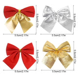 Cifeeo-12/24pcs Christmas Bow Red Gold Mini Xmas Tree Bowknot Pendant Ornaments for Home Decoration Navidad New Year Party DIY Gifts