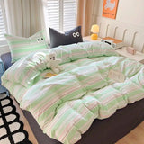 CIFEEO-Four Seasons Ins Style Dopamine Big Eyes Washed Cotton 4-piece Ins Wind Winter Thickened Bed Sheet and Quilt Set Single Dormitory 3-4-piece Set