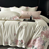 Cifeeo-Elegant French Flowers Embroidery, 1000TC Egyptian Cotton, Luxury Bedding Set, Queen, King Size, Duvet Cover, Bed Sh