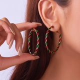 Cifeeo-Christmas gifts Christmas Big Round Circle Hoop Earrings For Women Colorful Twist Punk Exaggerate Earring Party Festival New Year Jewelry Gifts