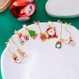 Cifeeo-Christmas gifts Moving Santa Claus Asymmetric Long Tassel Drop Earrings For Women Christmas Tree Snowflake Star Zircon Earring New Year Jewelry