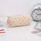 Cifeeo-Back To School Gifts Retro Flowers Pencil Case Estuche Escolar Pencil Pouch Corduroy Cute Stationery Large Capacity School Supplies Pencil Case Girls