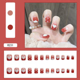 Cifeeo 24Pcs/Set Full Cover False Nail Tips Shining Fashion Medium Length Silvery Fake Nails With Glue Nail Art Europen Manicure Tips