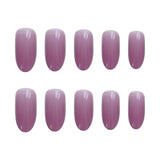 Cifeeo 24pcs Pure Purple False Nails Long Oval Round Tip Artificial Nails Glue Type Manicure Press On Nails Salon Diy Art