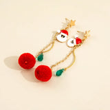 Cifeeo-Christmas gifts Fashion Christmas Tree Snowflake Earring For Women Santa Claus Bowknot Red Ball Asymmetric Tassel Earring New Year Festival Gift