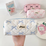 Cifeeo-Back To School Gifts Bow Ribbon Pencil Case Estuches Escolares Pencil Pouch Soft Pencilcase Trousses Scolaires Cute Stationery Pencil Case Girls