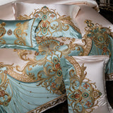 Cifeeo-4/6/9Pcs Gorgeous European Palace Style Royal Embroidery Bedding Set Brocade Egyptian Cotton Duvet Cover Bed Sheet Pillowcases