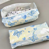 Cifeeo-Back To School Gifts Butterfly Pencil Case Cute Stationery Pencil Case Girls Estuche Escolar Oil Painting Large Capacity School Supplies Pencil Pouch