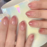Cifeeo 24Pcs Detachable Almond False Nails French Fake Nails Full Nail Art Tips Press On Nails