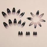 Cifeeo-Halloween Nails 24pcs Cute Halloween False Nails French Ballets Fake Nails Full Cover Detachable Nail Tips Long almond Press On Nail Art