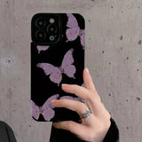 CIFEEO- Purple Butterfly Phone Case For iphone 14 13 12 11 XR XS Pro Max 12 13 Mini 14 Plus Stripe Camera Protection Soft Silicone Case