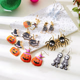 Cifeeo-Halloween Jewelry Funny Halloween Cartoon Earrings For Women Pumpkin Ghost Big Eye Spider Skull Bat Black Cat Dangle Earrring Party Jewelry Gifts